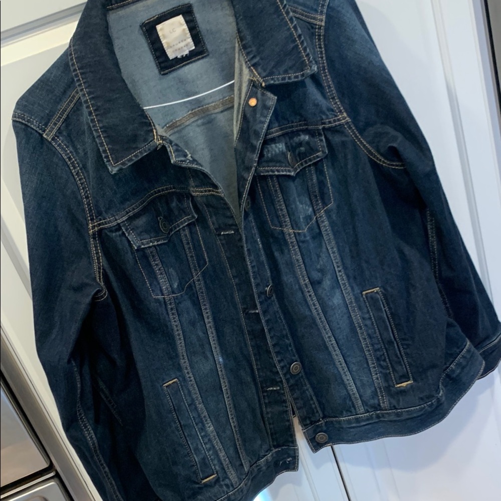 LC Lauren Conrad Dark Blue Denim Jacket. Distressed look.